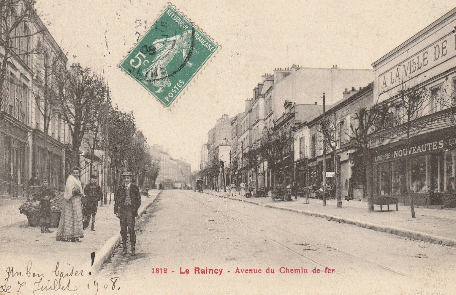 93 LE RAINCY. Magasin "A la ville de Lyon" Avenue du Chemin de Fer 1908