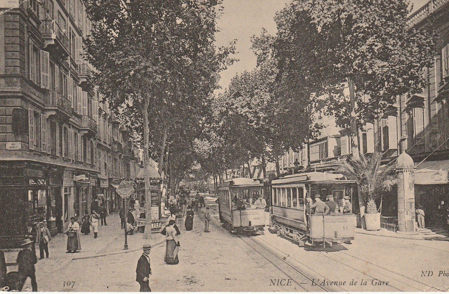 2 x cpa 06 NICE. Tramways avenue de la Gare 1906 et la Vieille Ville