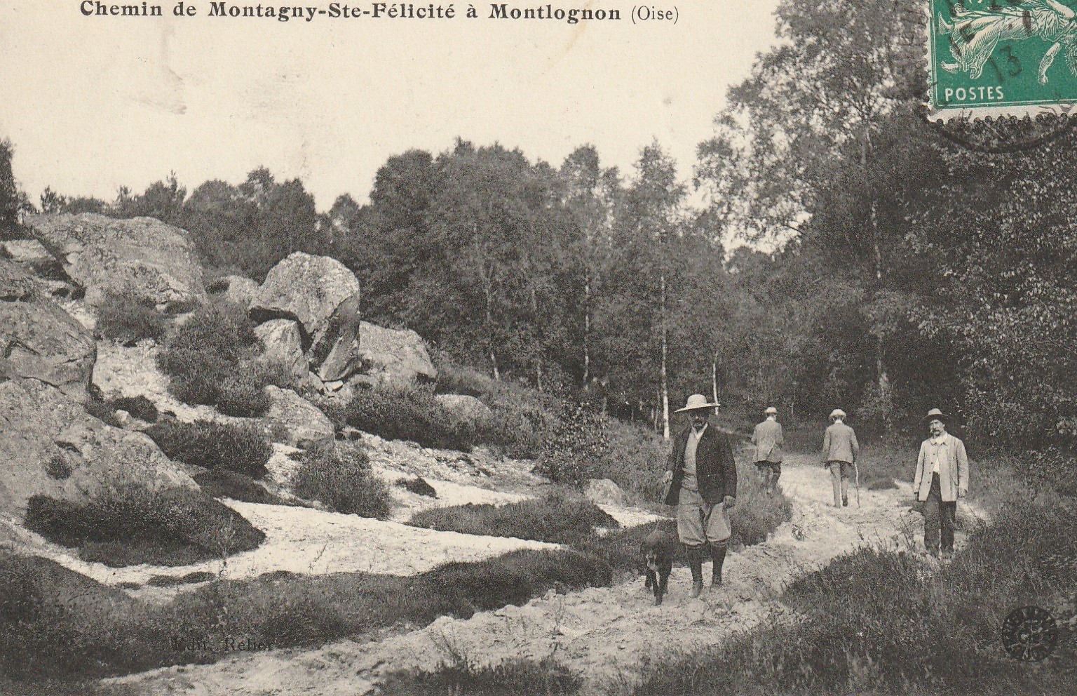 60 MONTLOGNON. Chemin de Montagny-Ste-Félicité avec Promeneurs 1913