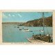 carte postale ancienne 22 ILE DE BREHAT. L'Embarcadère au Port Clos 1932. Chargement du Poisson sur Charrette