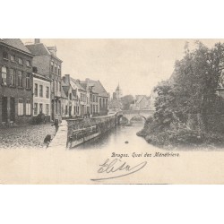 2 x cpa BRUGES BRUGGE Quai des Ménétriers 1907 et Pont du Béguinage 1960