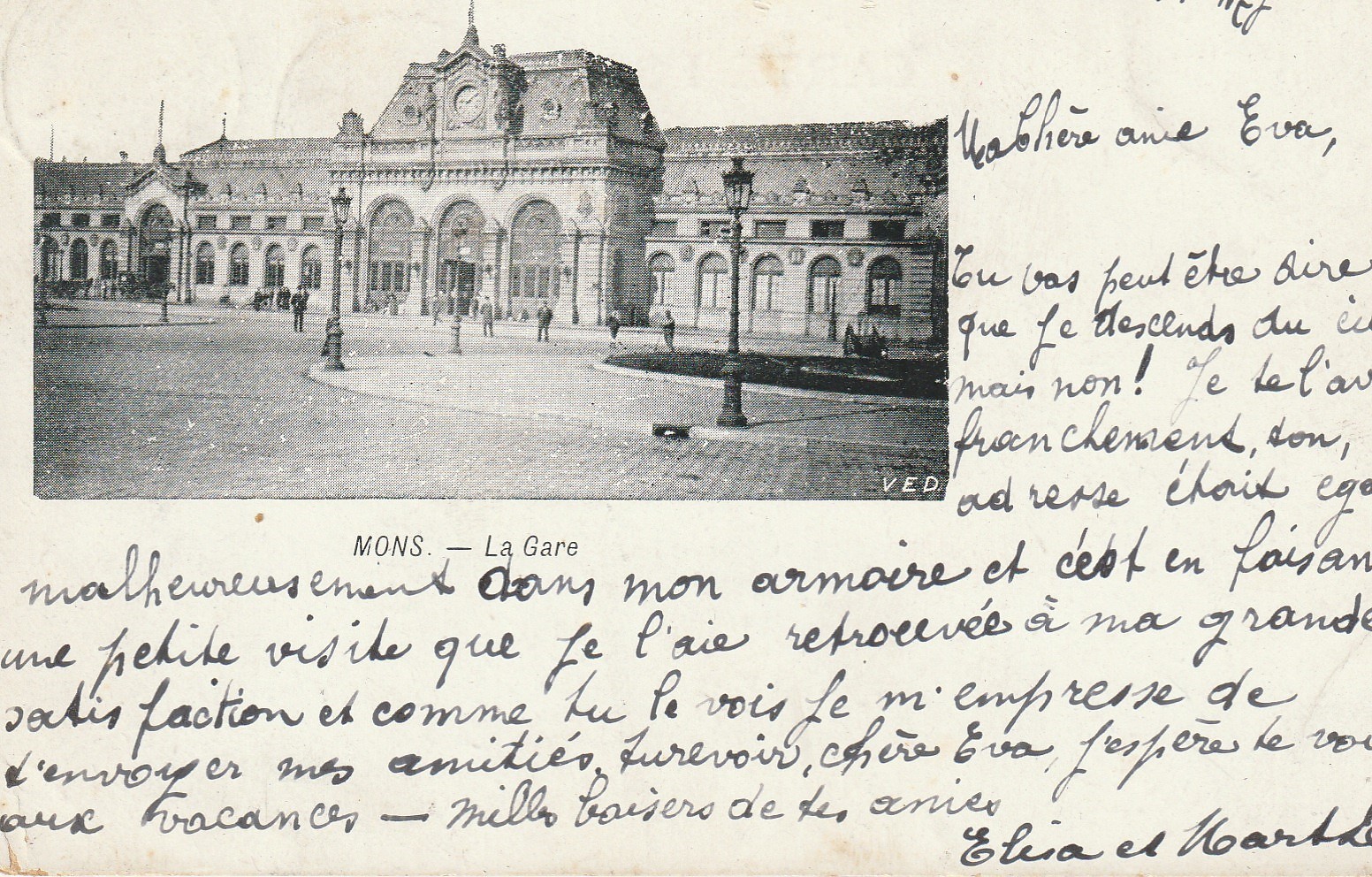 3 x cpa MONS. Le Beffroi et la Gare en 1905