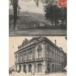 2 x cpa 76 ROUEN. Théâtre des Arts 1915 et le Pont aux Anglais