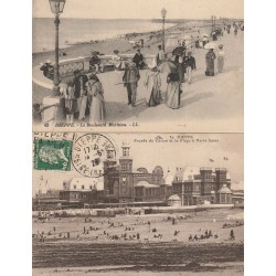 2 x cpa DIEPPE 76. Boulevard Maritime et Casino sur Plage 1926