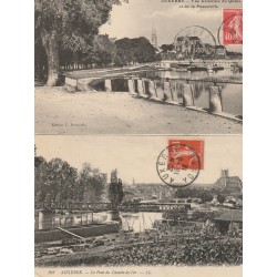 2 x cpa AUXERRE 89. Quais Passerelle 1926 et Pont du Chemin de Fer 1913