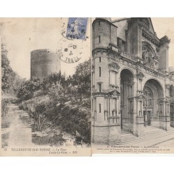 2 cpa 89 VILLENEUVE-SUR-YONNE. La Cathédrale et la Tour 1930-32