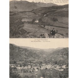 2 Cpa 15 VIC-SUR-CERE. Col de Curebourse Monts du Cantal avec personnage assis 1925-23