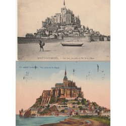2 Cpa 50 LE MONT SAINT-MICHEL. Pêcheur de crevettes à l'Est de la Digue 1908-49