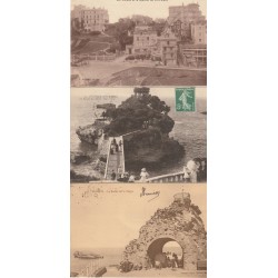 3 Cpa 64 BIARRITZ. Hôtel Pavillon des Roches Quartier Port-Vieux 1925, Rochers du Basta et de la Vierge 1917-26