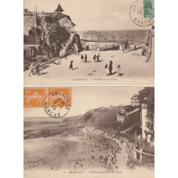 2 Cpa 50 GRANVILLE. Entrée de la Plage et le Plat-Gousset 1923