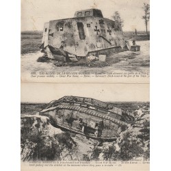 2 cpa Militaires RUINES GRANDE GUERRE. Tanks allemands mis hors combat
