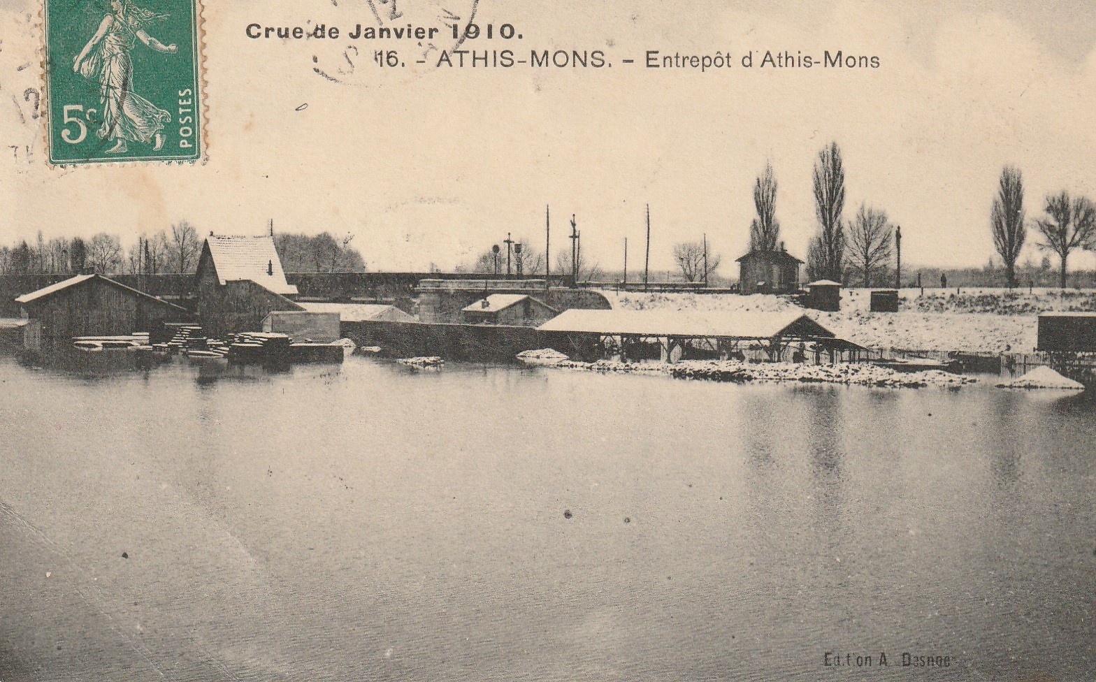 91 ATHIS-MONS. Crue de 1910 Entrepôt 1912