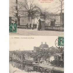 2 cpa 55 VERDUN-SUR-MEUSE. Militaires Quartier d'Anthouard et vue sur la Ville 1914