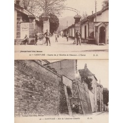 2 cpa 88 SAINT-DIE. Mur ancienne Citadelle et Caserne Bataillon de Chasseurs