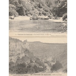 2 cpa 84 FONTAINE DE VAUCLUSE. La Grande Cascade et Vallée de la Sorgue