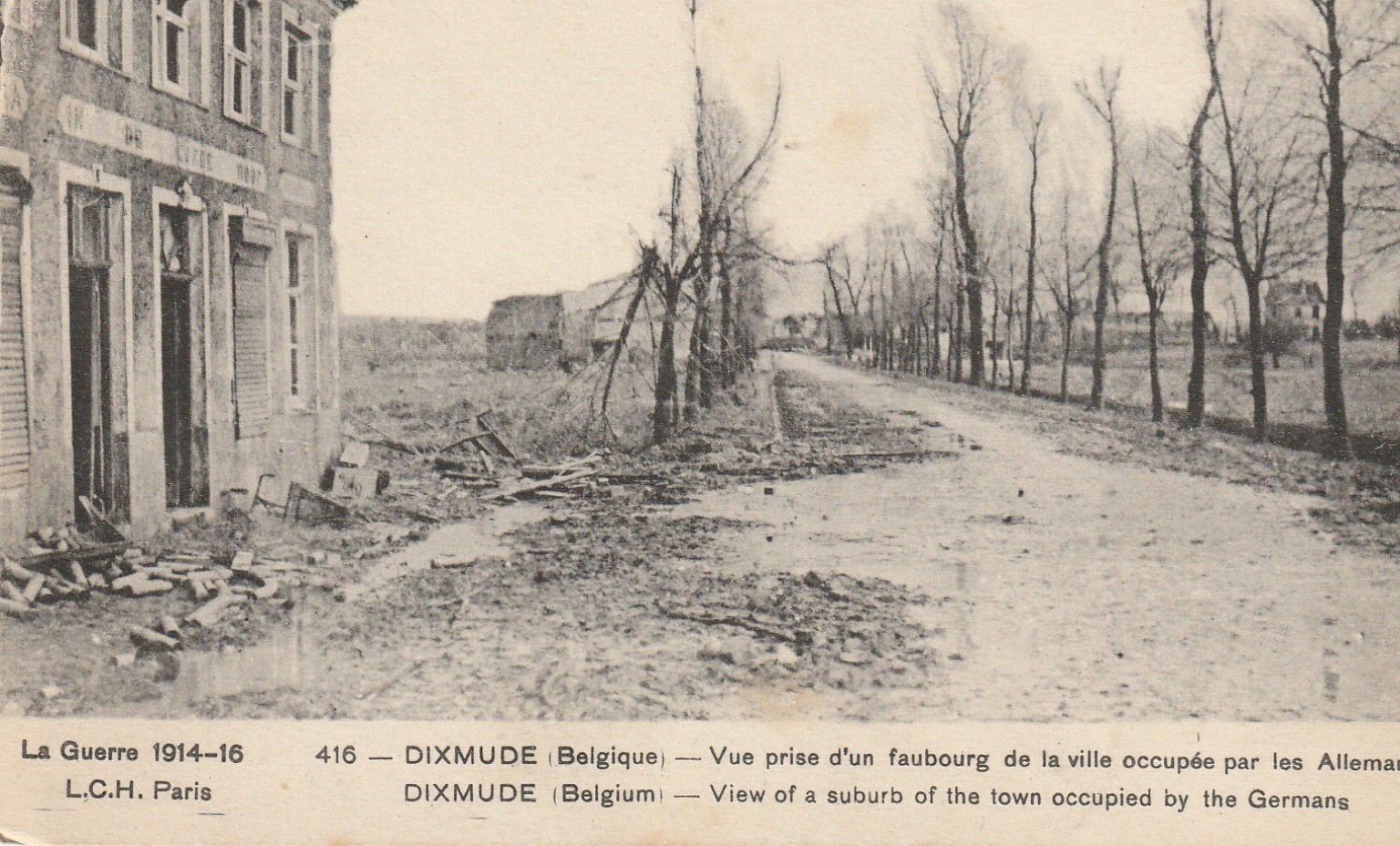 Belgique DIXMUDE. Faubourg de la Ville occupée par les Allemands 1917