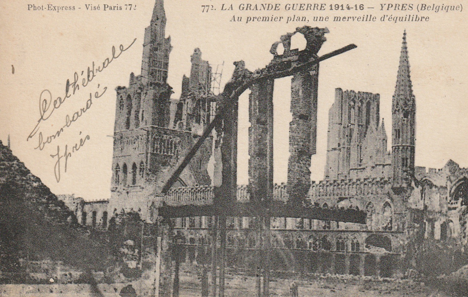 Belgique YPRES. La Cathédrale bombardée Guerre 14-16