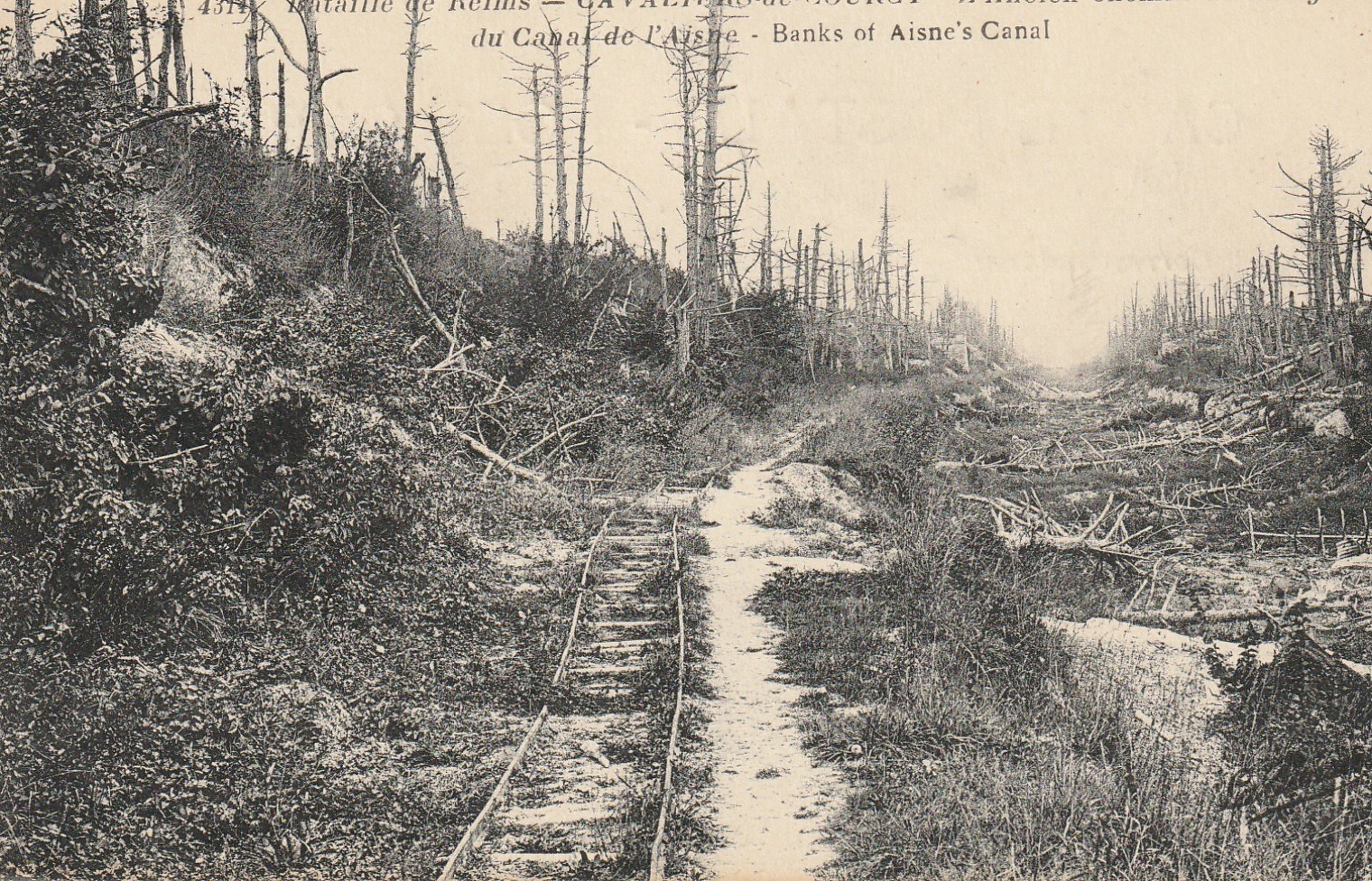 Bataille de Reims 51 CAVALIERS-DE-COURCY ancien chemin de halage du Canal de l'Aisne