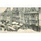 carte postale ancienne 22 LANNION. La Place du Centre. Chapellerie Lenoir, Café de la Poste et Cycles Lacour