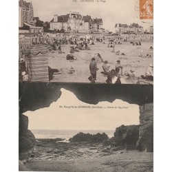 2 cpa 56 QUIBERON. La Plage et Grotte du Beg-Naud 1927