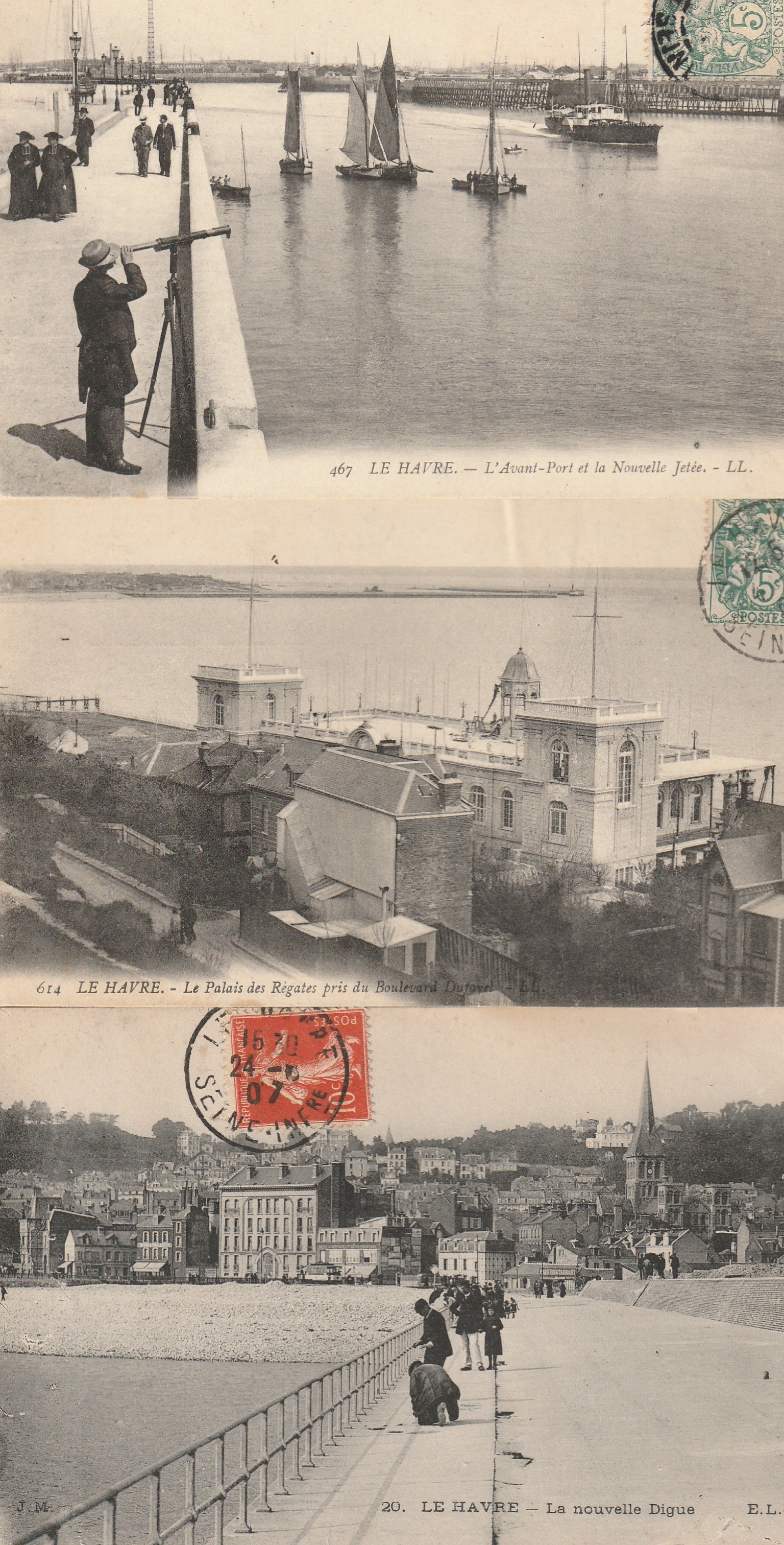 5 cpa 76 LE HAVRE. Nouvelle-Jetée et Digue, Palais Régates, Avant-Port et Plage