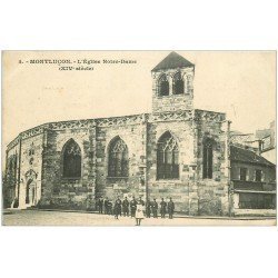 carte postale ancienne 03 MONTLUCON. Eglise Notre-Dame. Fillette et Militaires