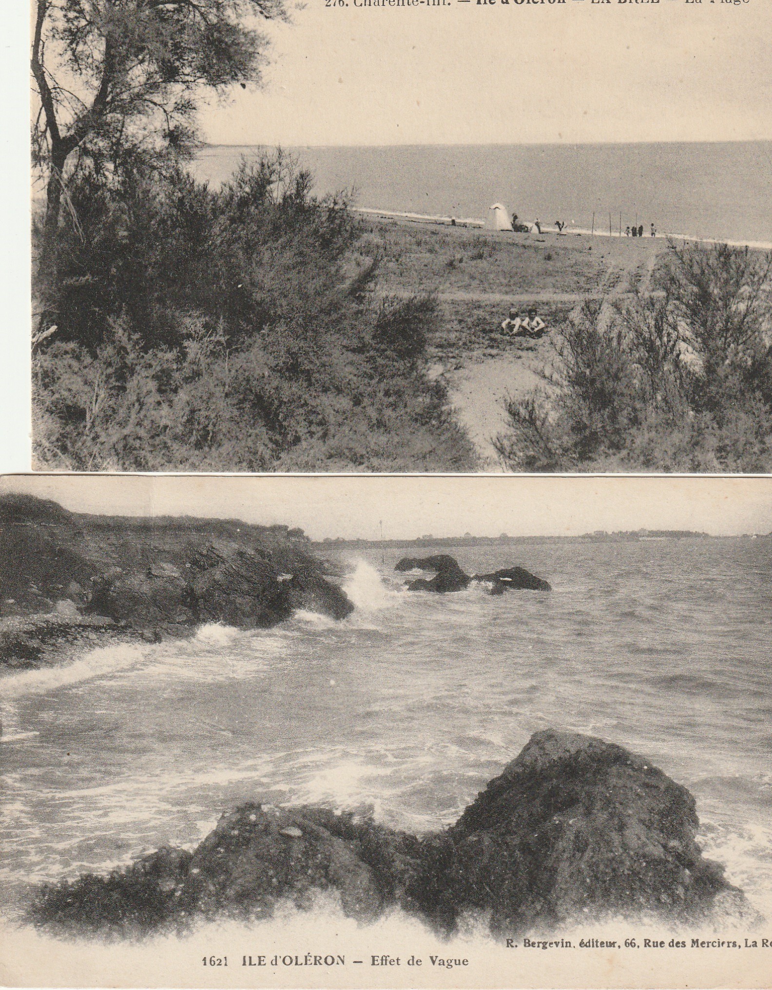 2 cpa 17 ILE D'OLERON. La Brée la Plage et effet de Vague 1923-24