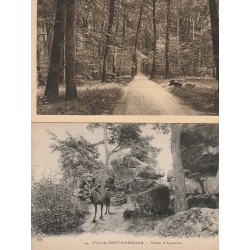2 x cpa 77 Forêt de Fontainebleau. Ronde vers Barbizon et Cerf au Rocher d'Apremont