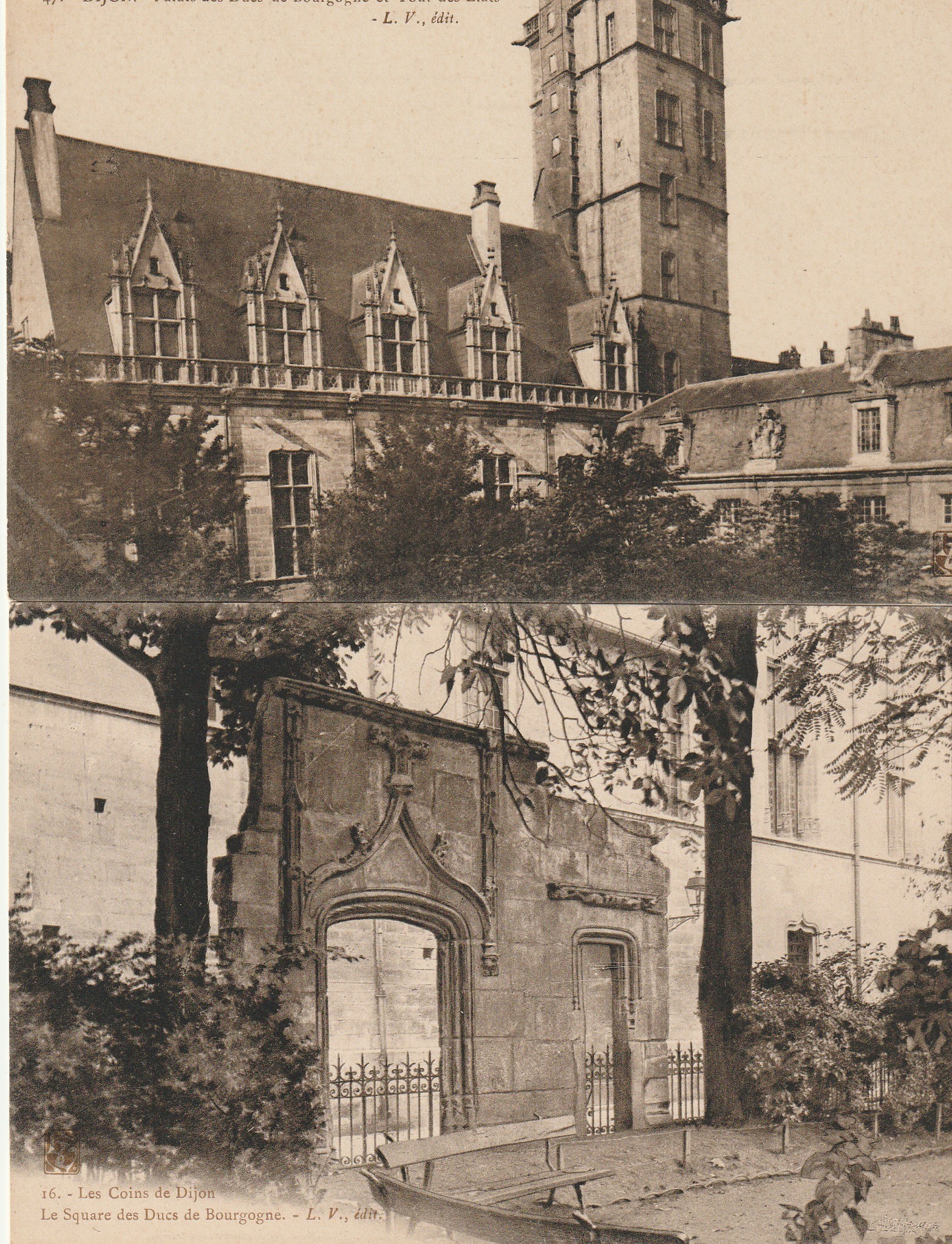 2 x cpa 21 DIJON. Tour des Etats Palais des Ducs de Bourgogne et le Square