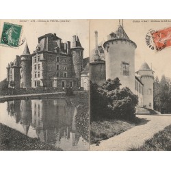 2 x cpa 15 CANTAL. Château de Caillac et de Pestel vers 1910