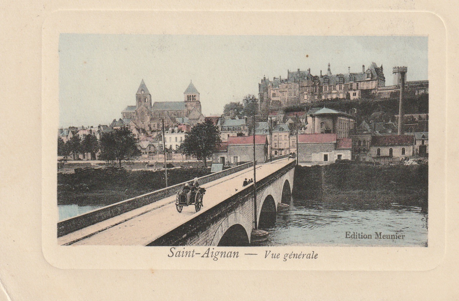 41 SAINT-AIGNAN. Vue générale avec attelage sur le Pont