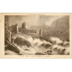 carte postale ancienne 22 LE FORT LALATTE par tempête 1930