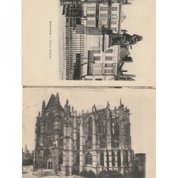 2 x cpa 60 BEAUVAIS. Statue Jeanne Hachette et Cathédrale 1925