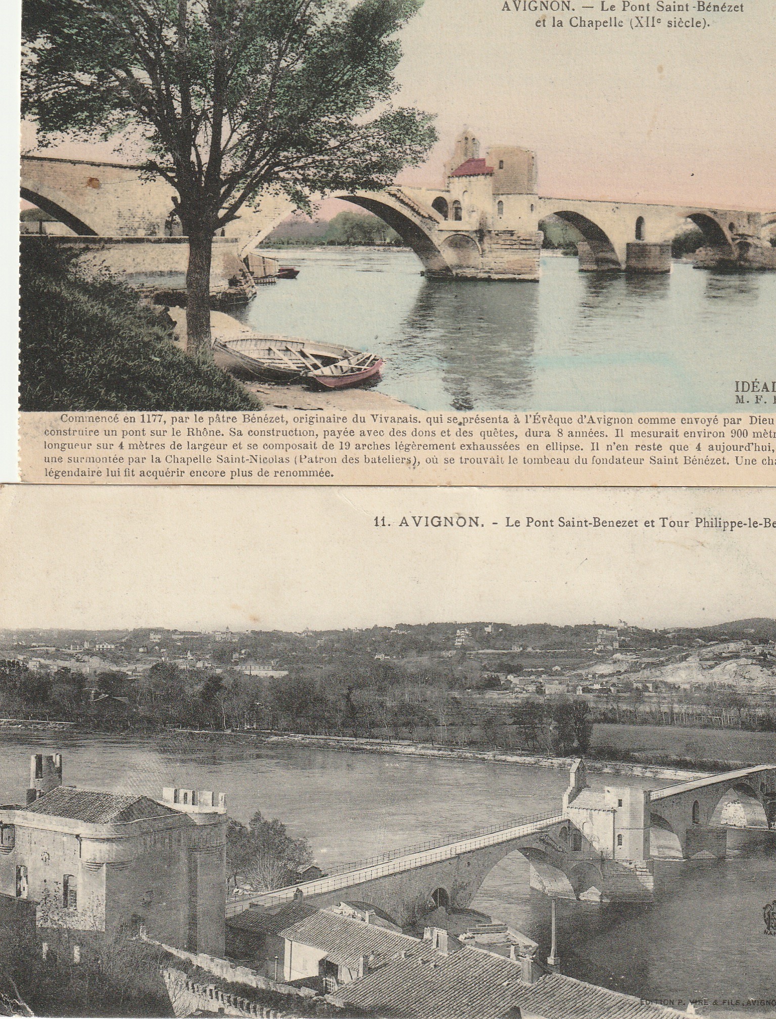 2 x cpa 84 AVIGNON. Le Pont Saint-Bénézet, Chapelle et Tour Philippe le Bel 1925-1908