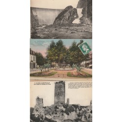 3 x cpa 03 MONTLUCON. Barrage Digue, Avenue de la Gare et Ruines Château de l'Ours