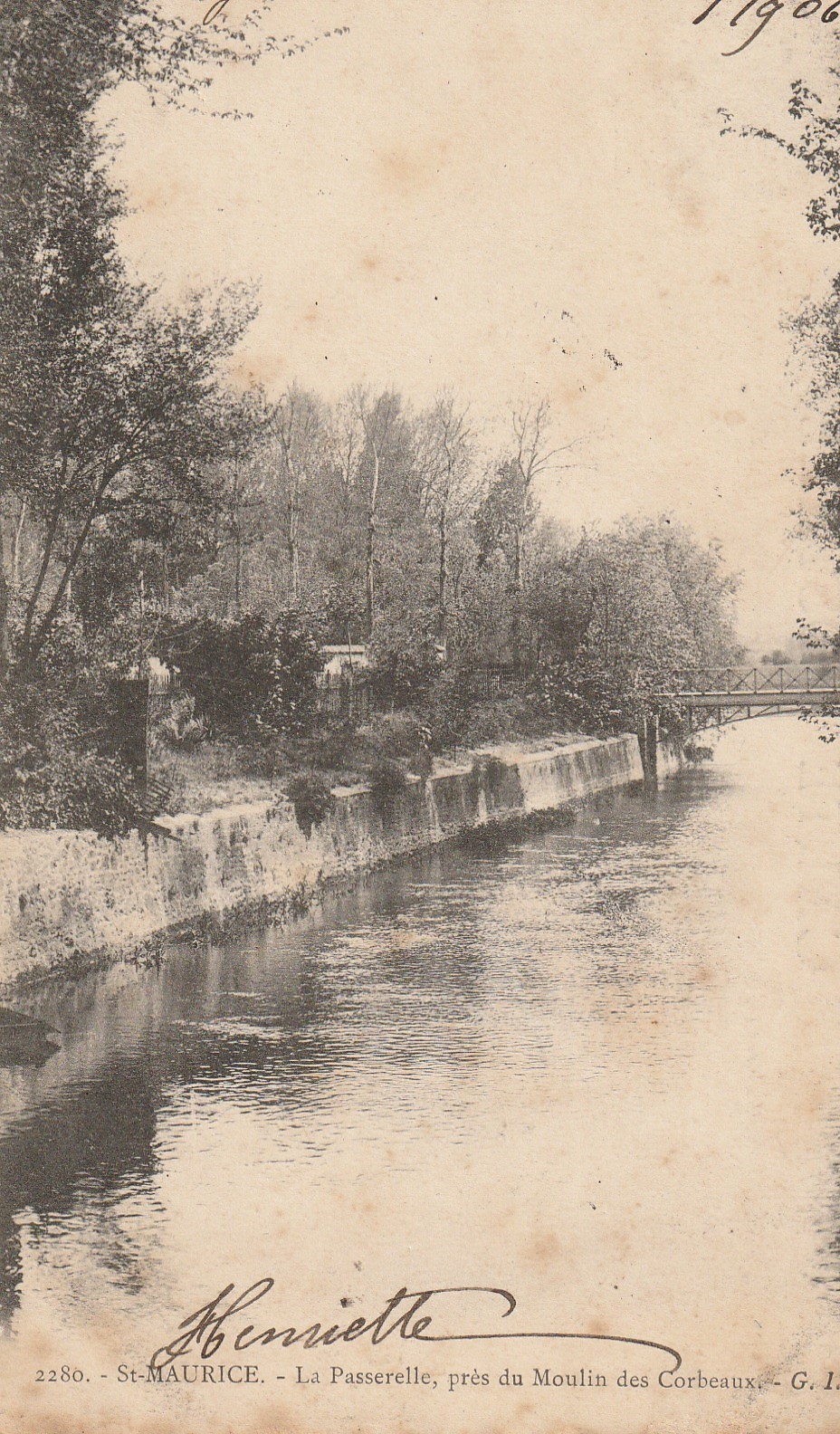 94 SAINT-MAURICE. La Passerelle près du Moulin des Corbeaux 1906