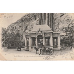 13 MARSEILLE. Attelages au pied de l'Ascenseur de la Gare Notre-Dame de la Garde 1904