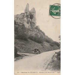 58 environs de CLAMECY. Rochers de Basseville ave femme et voiture ancienne 1913