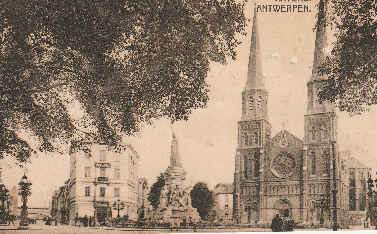 2 x cpa ANVERS. Monument Loos Eglise Saint-Joseph et Statue Rubens Cathédrale
