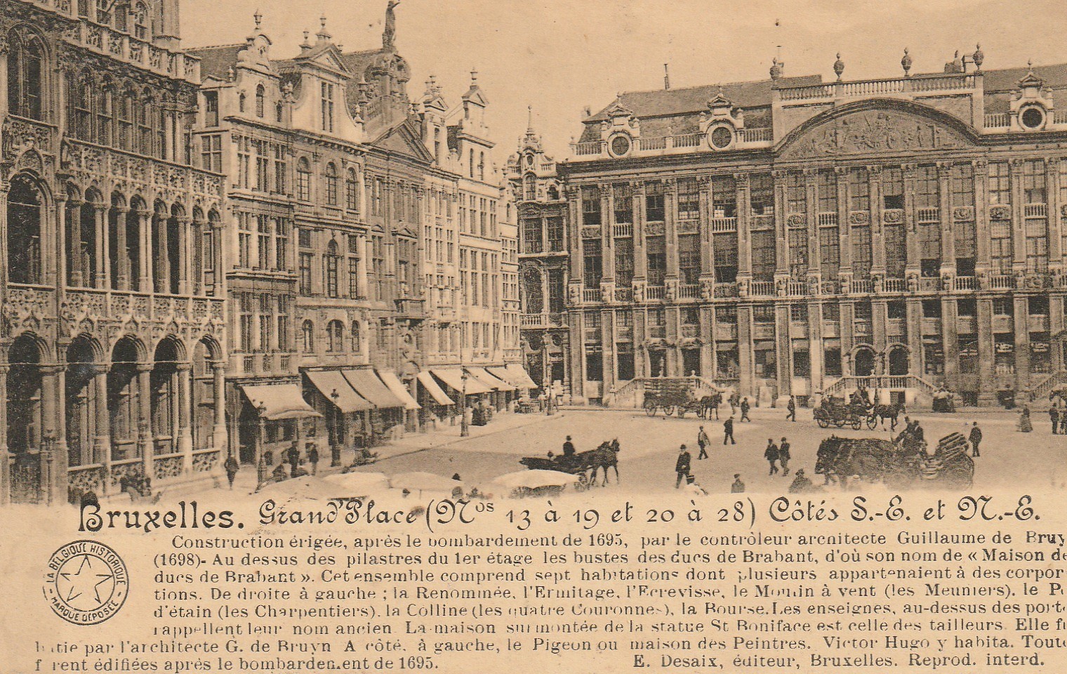 6 x cpa BRUXELLES. Grand Place, Palais Justice, Maison du Roi, Monument Anspach, Eglise Ste Gudule
