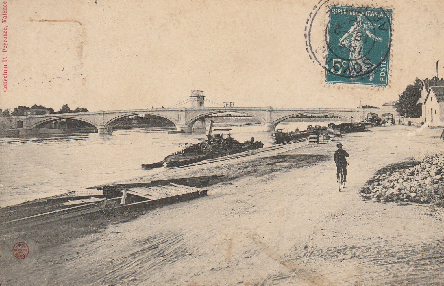 26 VALENCE. Le Nouveau Pont avec Péniches 1912