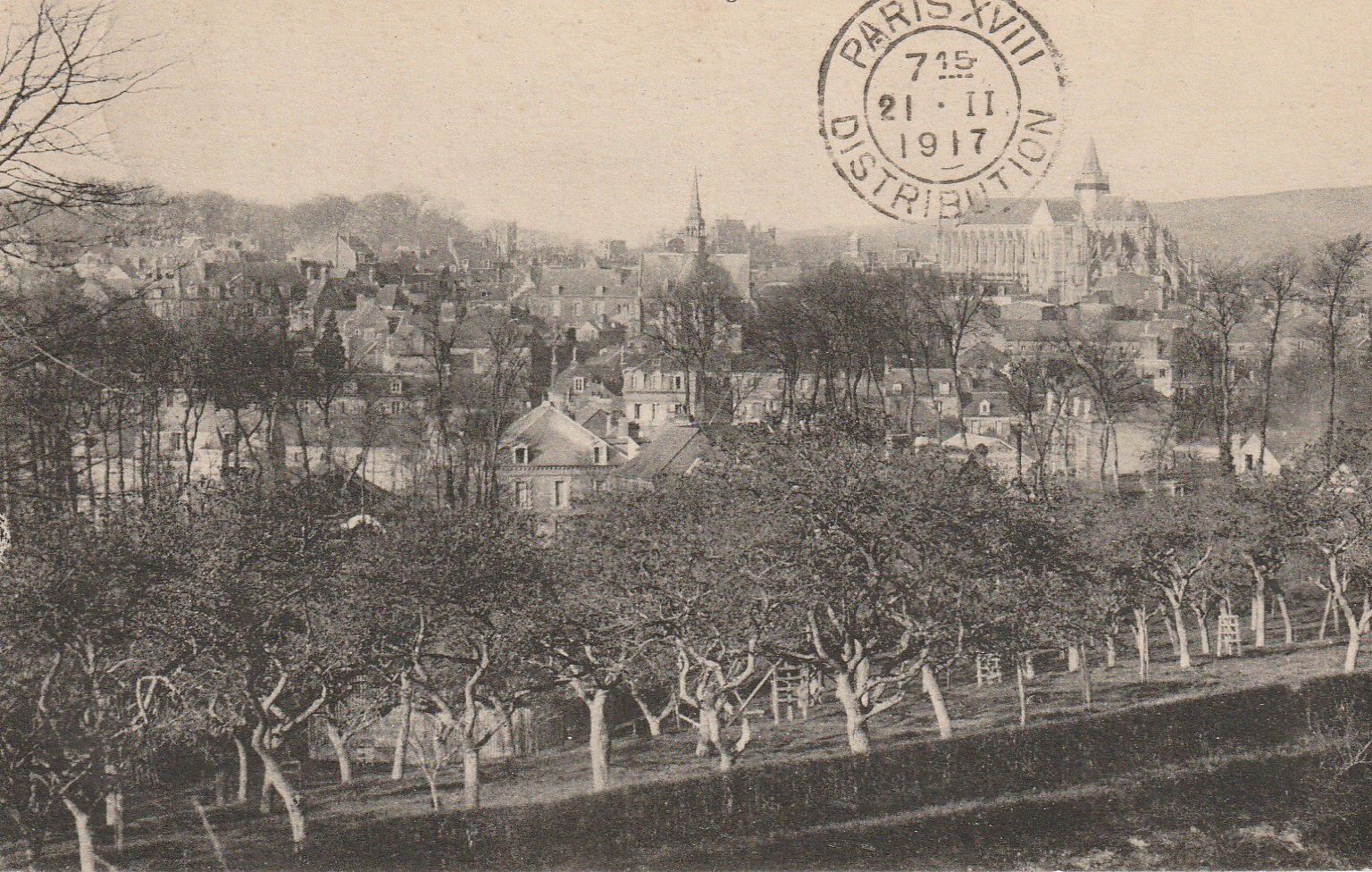 76 EU. Vue générale avec oblitération militaire 1917