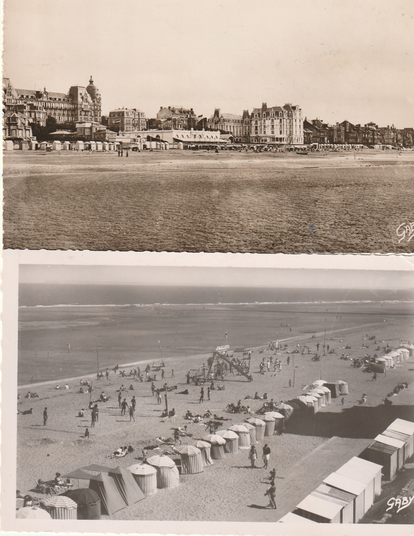 2 photo cpsm petit format 14 HOULGATE. La Plage 1955
