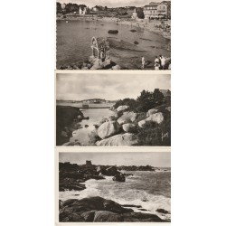 3 photo cpsm petit format 22 PLOUMANAC'H. Plage Saint-Guirec, Récifs et Baie Sainte-Anne 1948-51