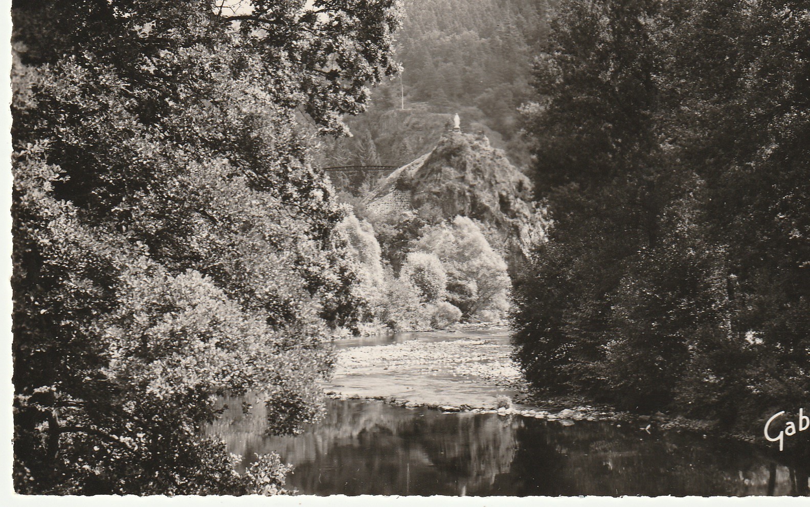 2 x photo cpsm petit format 63 CHATEAUNEUF-LES-BAINS. Rocher de la Vierge et la Sioule 1959