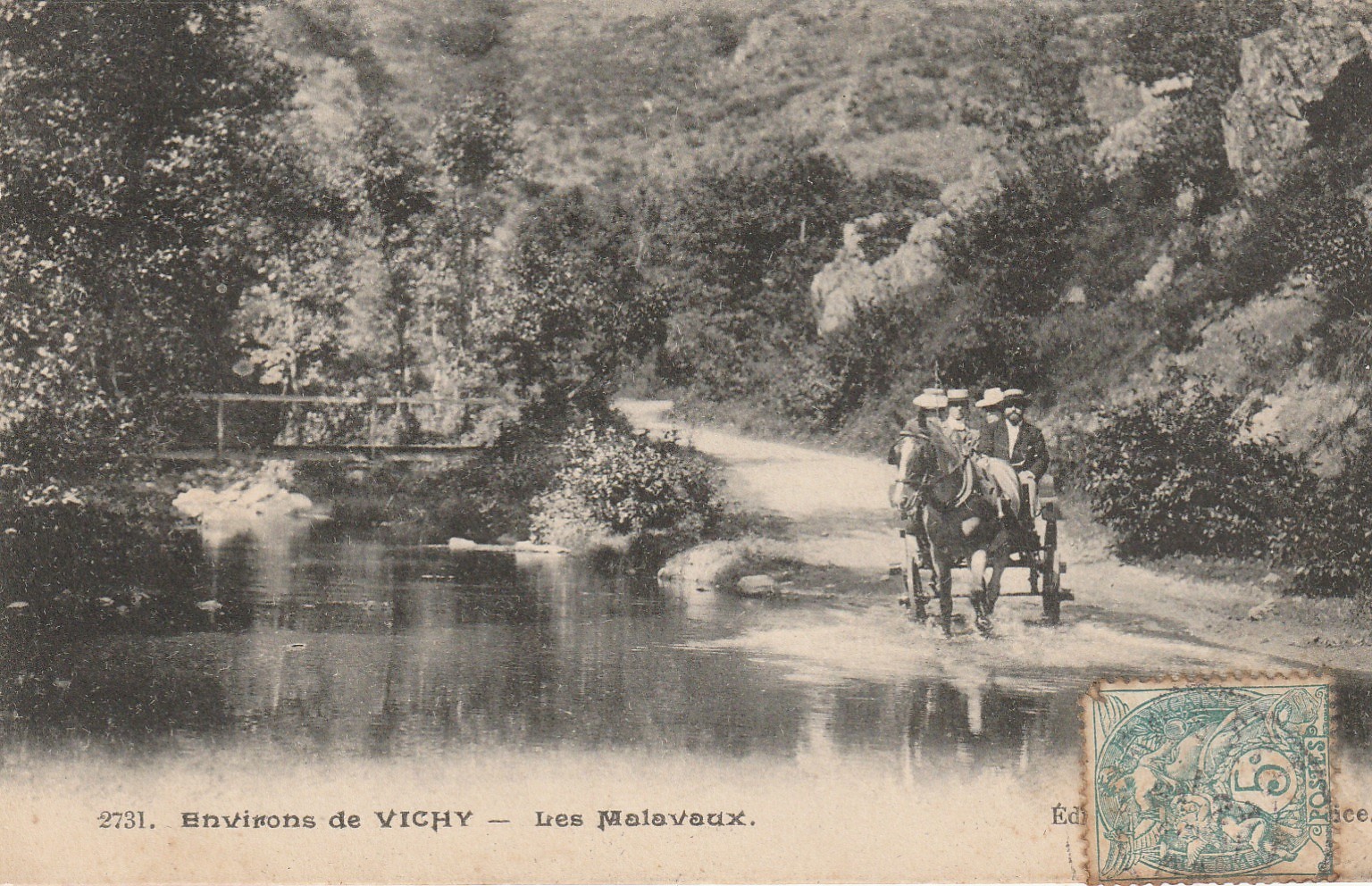 03 LES MALAVAUX. Attelage traversant le Gué de Jolan vers 1907