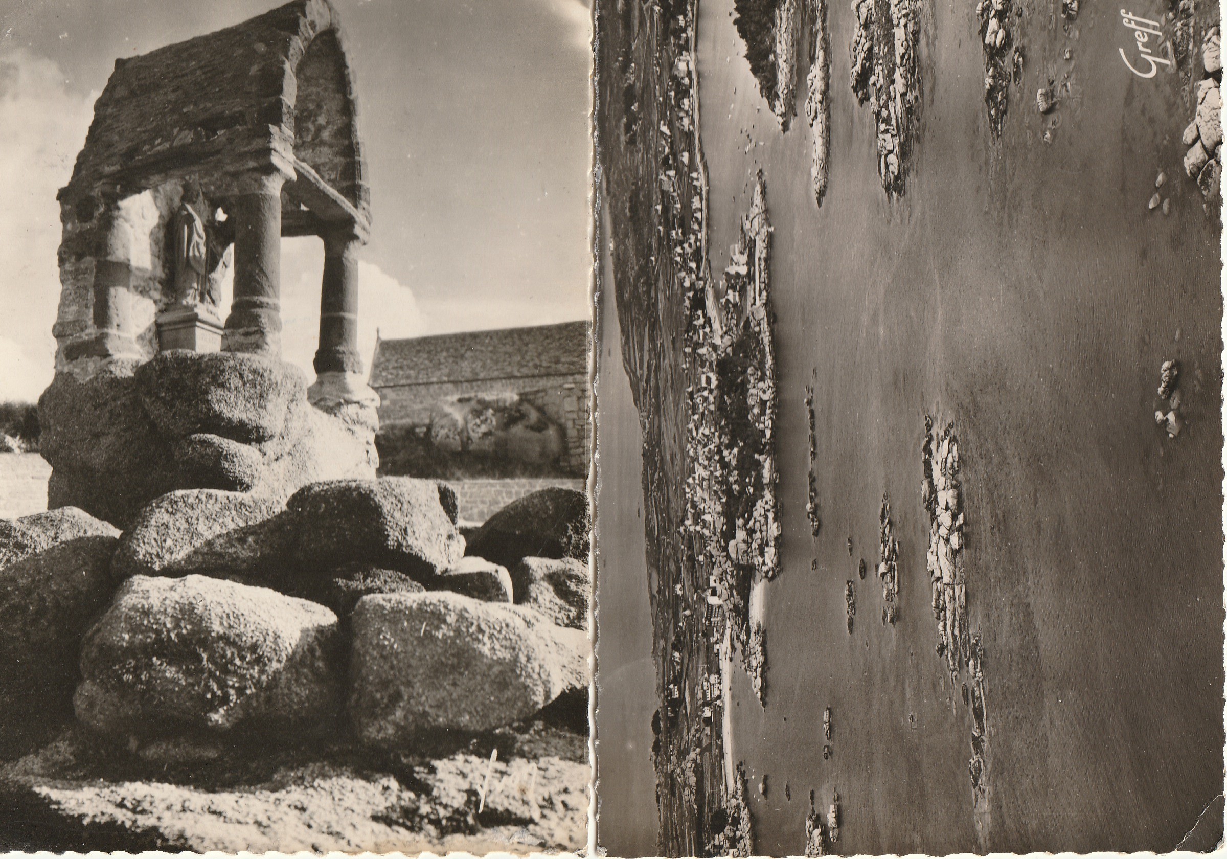 2 x Photo cpsm grand format 22 PLOUMANAC'H. Oratoire Saint-Guirec et Presqu'ïle, Port et PLages Bastille 1948-51