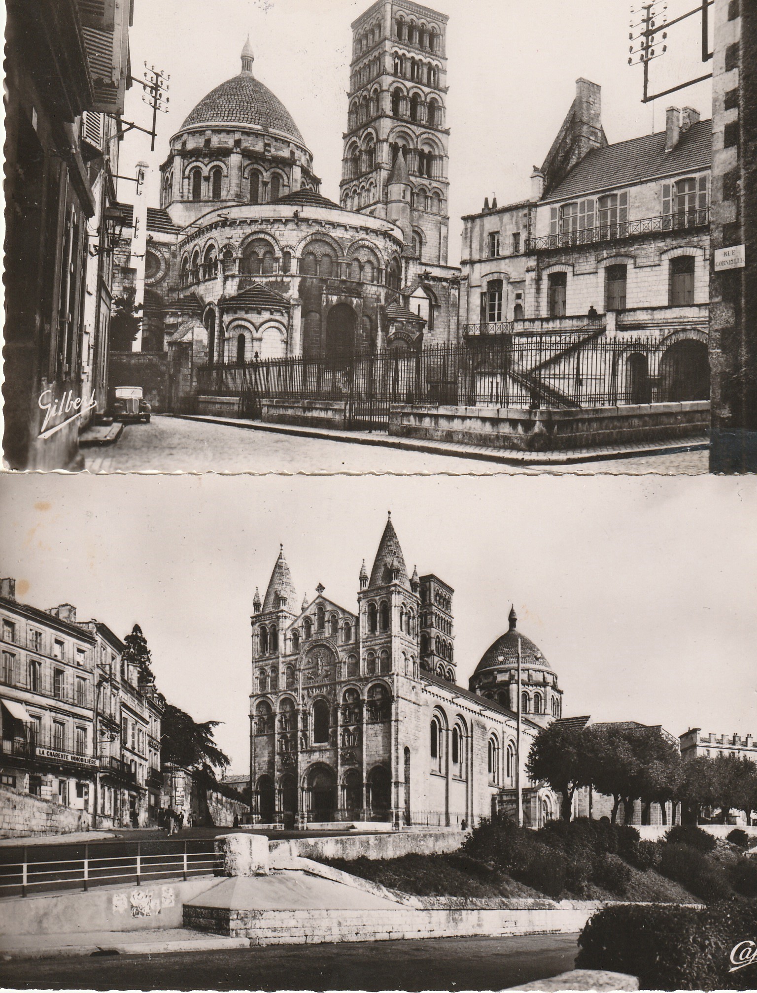 2 x Photo cpsm petit format 16 ANGOULÊME. Abside et Cathédrale 1952 1956