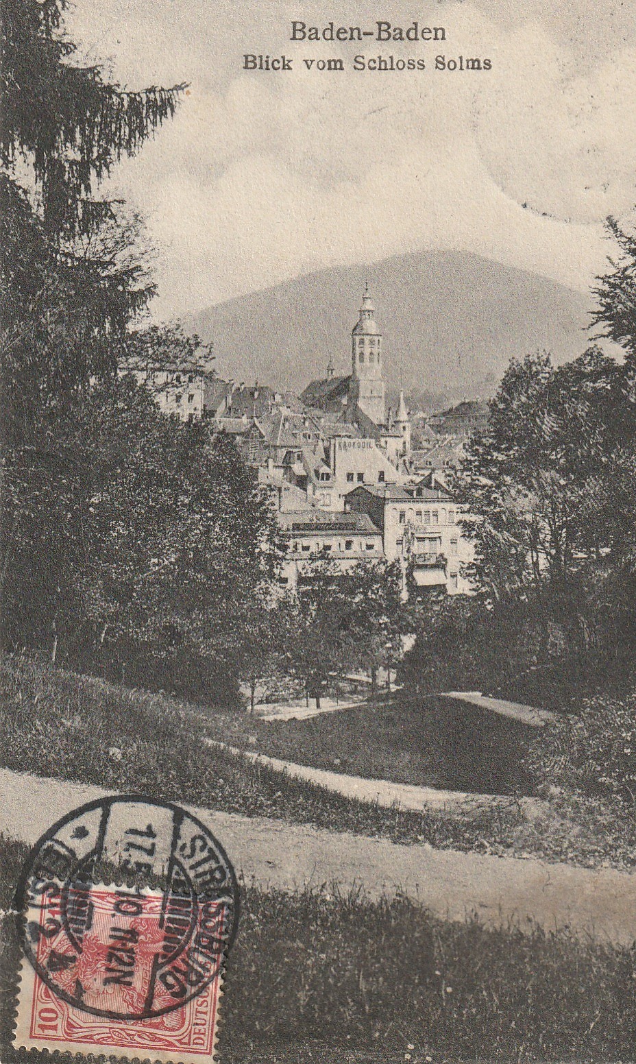 Allemagne BADEN-BADEN. Blick vom Schloss Solms 1910