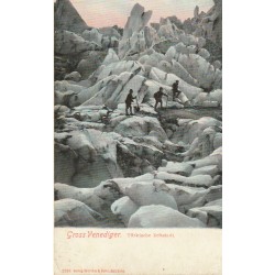 Autriche GROSS VENEDIGER. Türkische Zeltstadt avec cordée d'alpinistes vers 1900